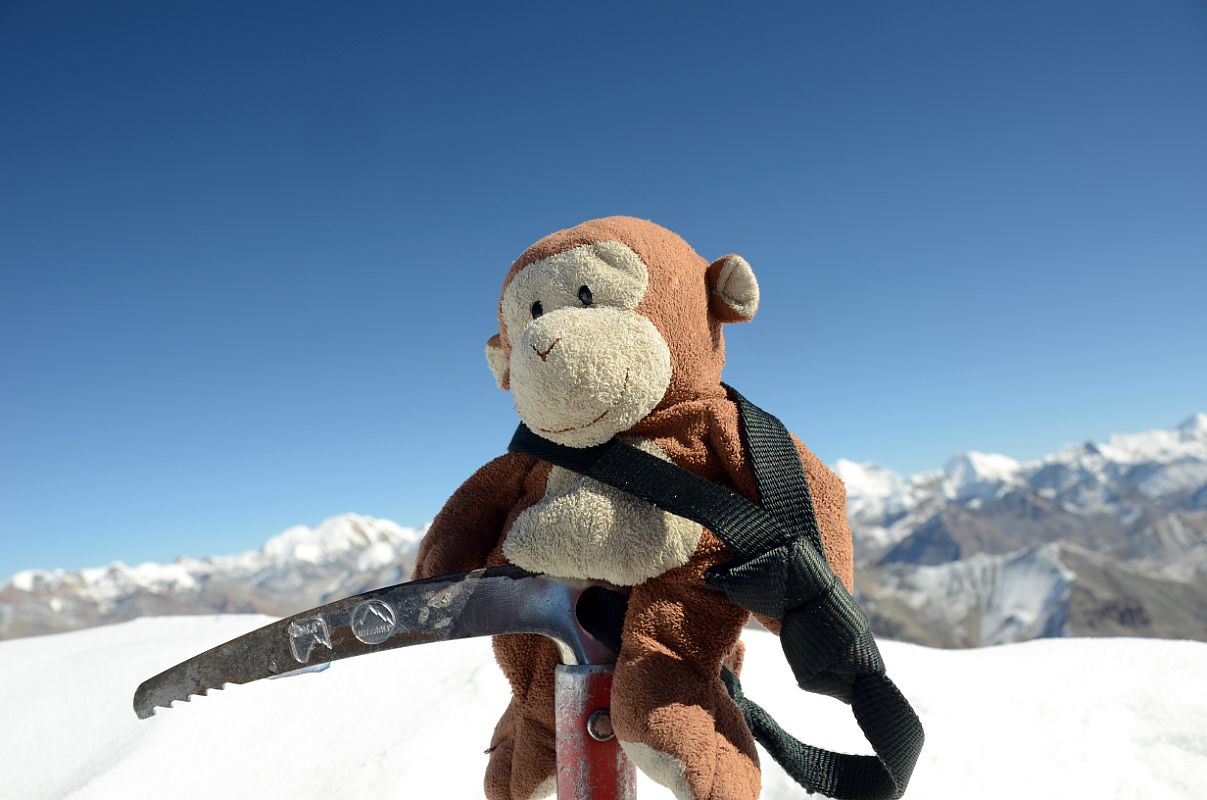 05 Dangles Resting On His Ice Axe On The Chulu Far East Summit 
